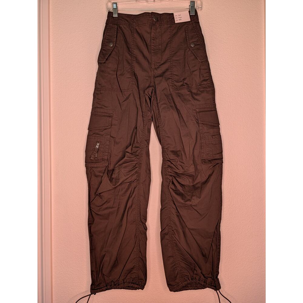 Abercrombie & Fitch NWT Women High-Rise Baggy Gray Cargo Utility Pants XXS Short